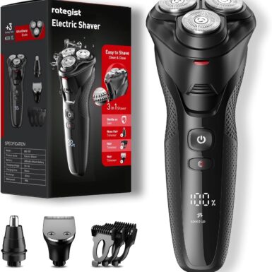 𝟔𝟖%𝐨𝐟𝐟 rategist 3-in-1 Electric Razor for Men: One Touch Acceleration, IPX7 Waterproof Razors for Men, USB-C Rechargeable Electric Shavers for Men - 4D Floating Blades, Wet or Dry