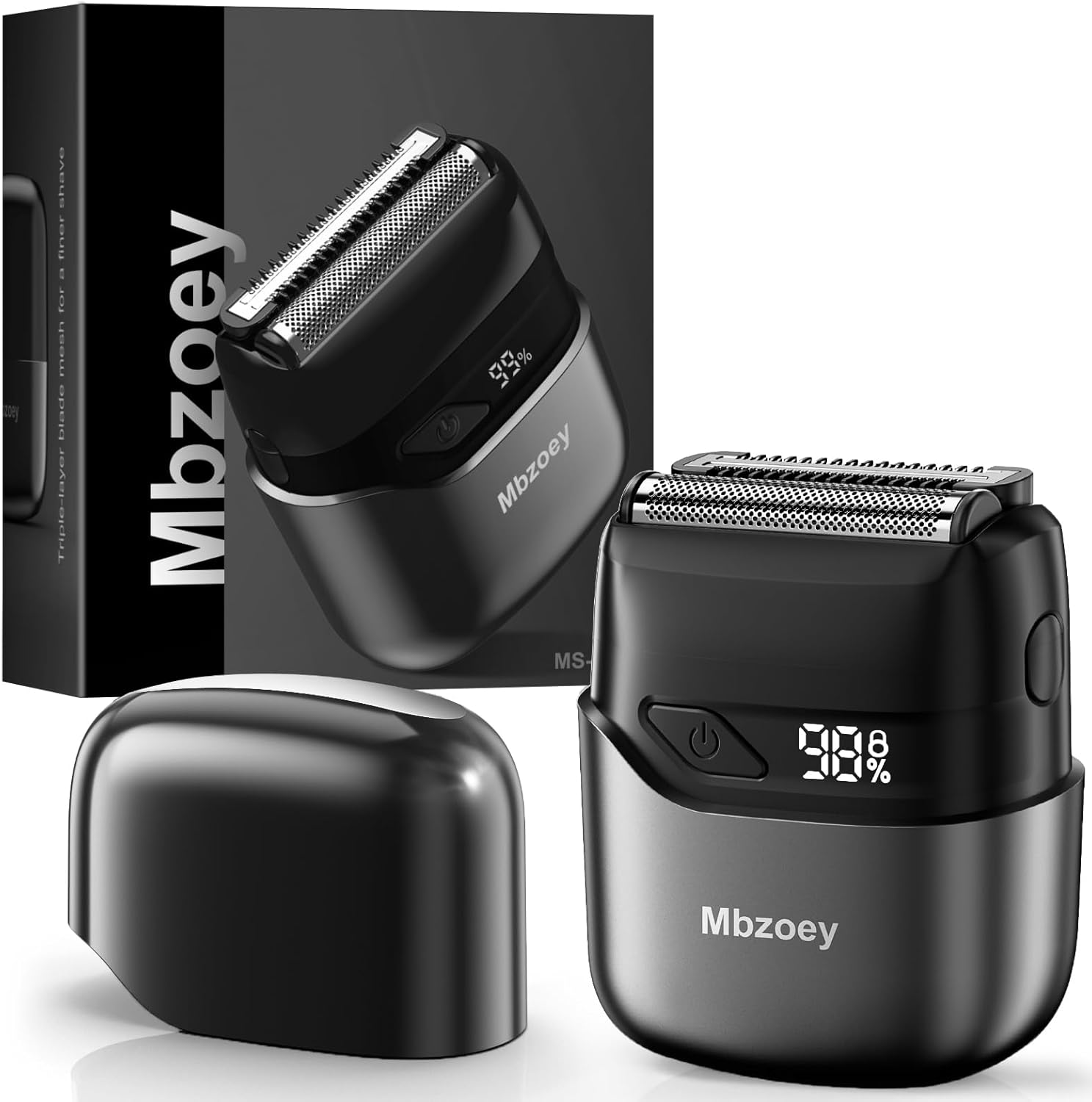 Mbzoey Electric Foil Shavers for Men: Mini Electric Razor for Face - IPX7 Waterproof Cordless Razor with LED Display & Fast Charge - Micro-Comb Technology & Precision Blades,Father's Day Gifts