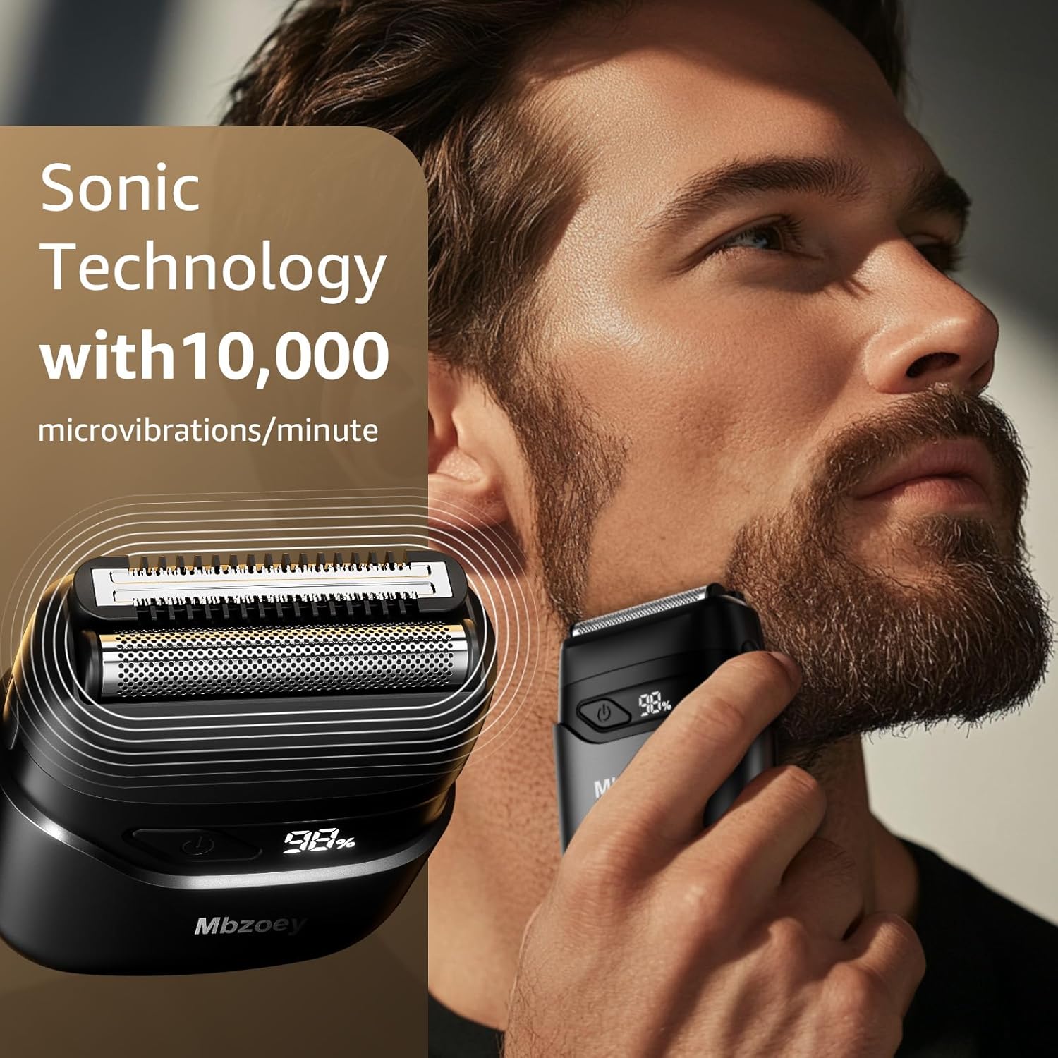 Mbzoey Electric Foil Shavers for Men: Mini Electric Razor for Face - IPX7 Waterproof Cordless Razor with LED Display & Fast Charge - Micro-Comb Technology & Precision Blades,Father's Day Gifts - Image 3